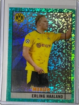Erling Haaland 2021 Topps Merlin Chrome Aqua Speckle /175